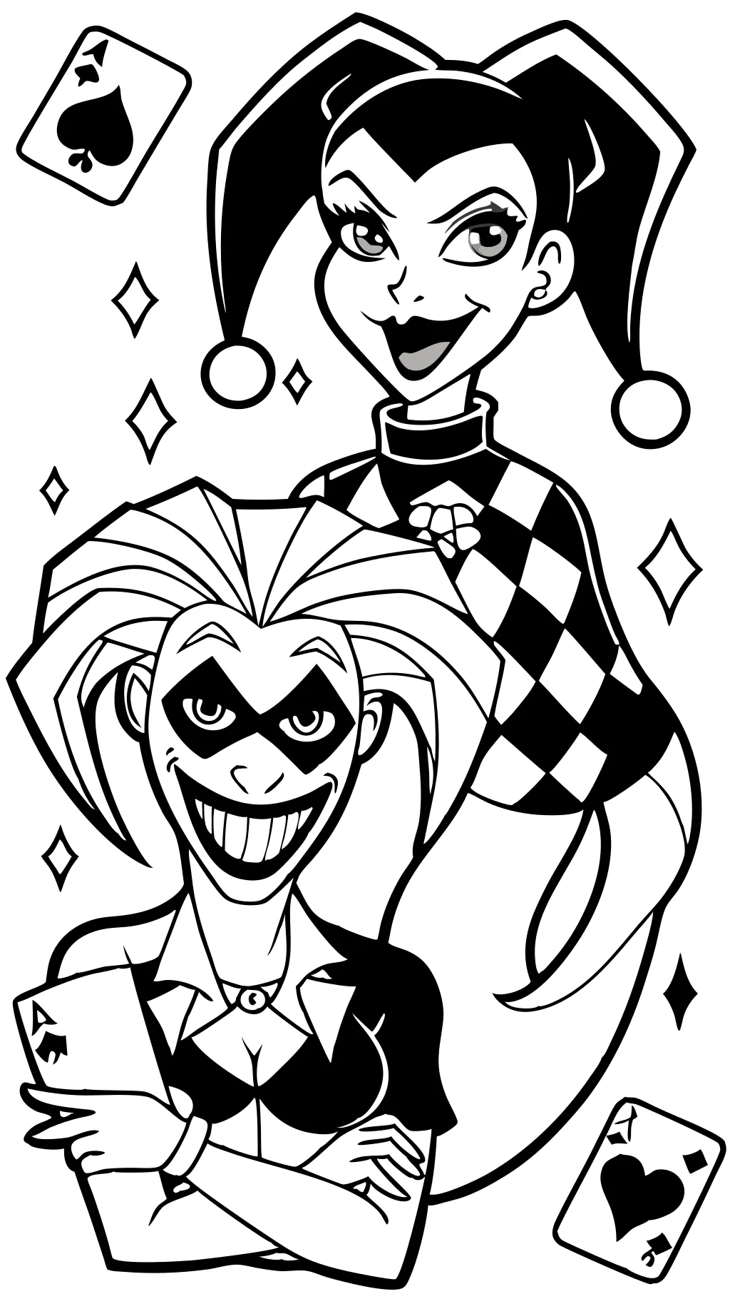 páginas para colorear de Harley y Joker